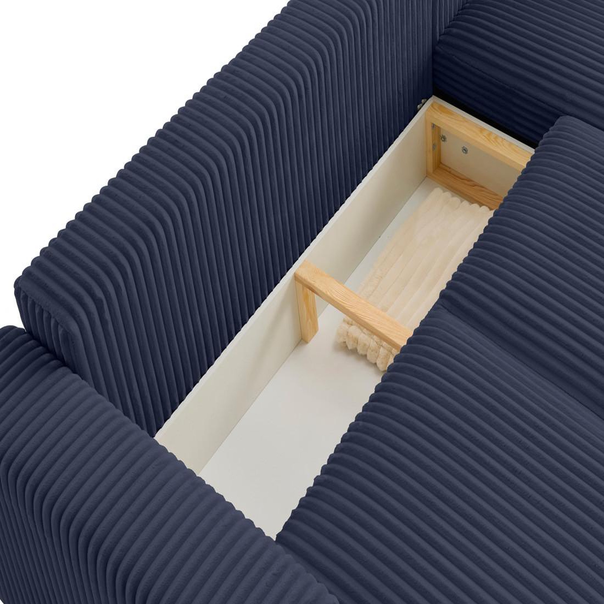 Voir la diapositive 3 : LISA DESIGN Livy - canapé d'angle réversible 4 places convertible avec coffre en velours côtelé grosses côtes