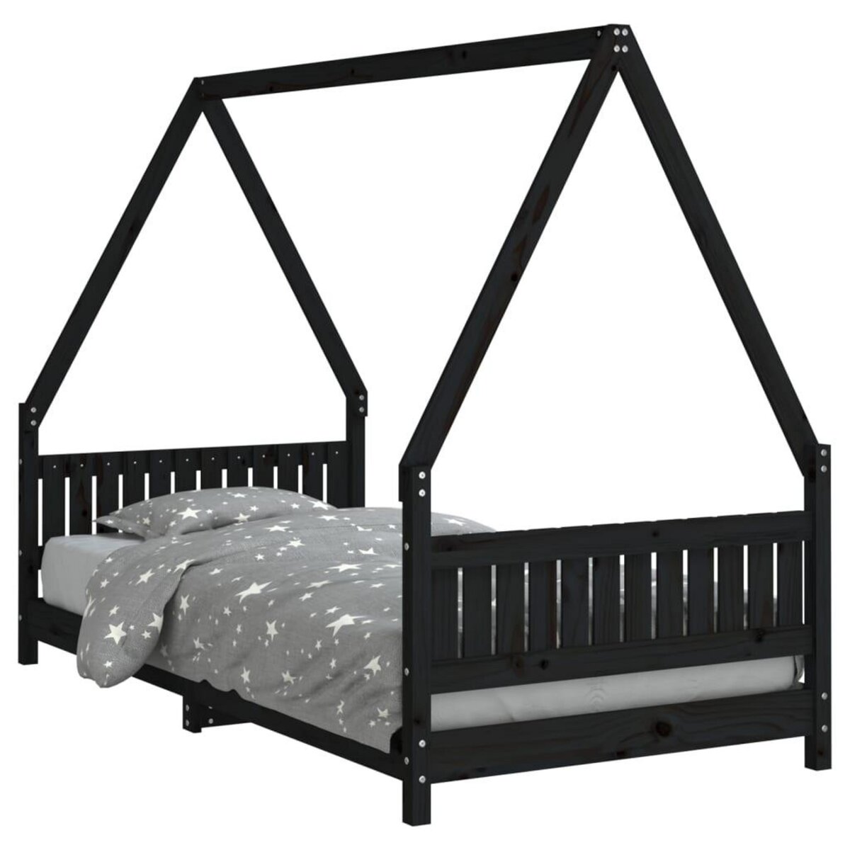 VIDAXL Cadre de lit pour enfants noir 90x190 cm bois de pin massif