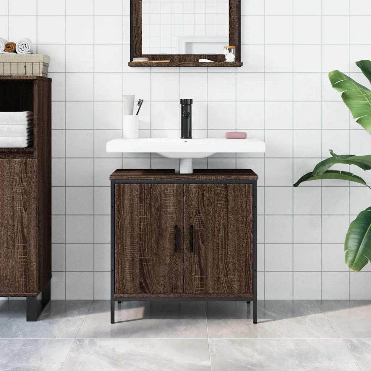VIDAXL Armoire lavabo de salle de bain chene marron 60x30x60 cm
