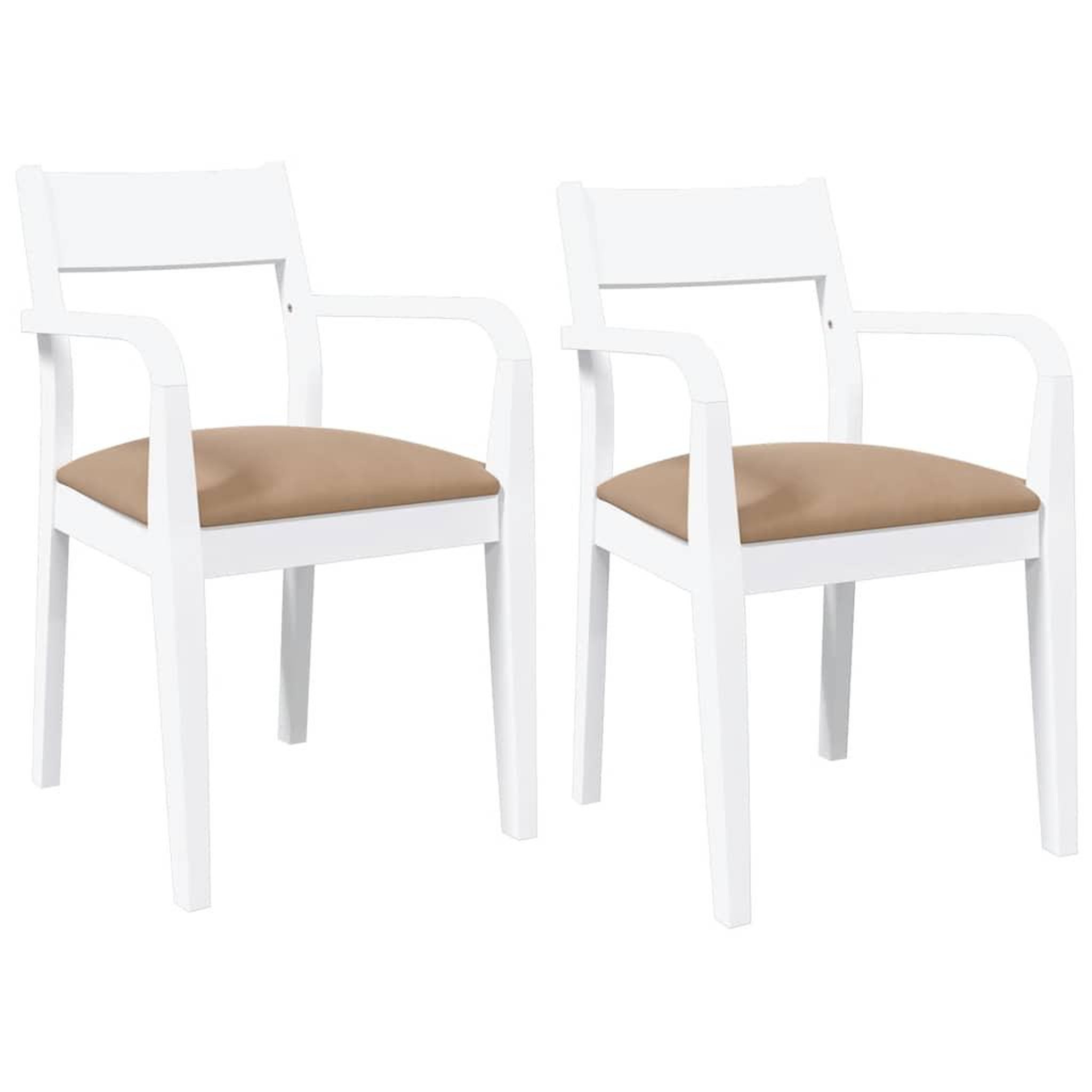 Voir la diapositive 2 : VIDAXL Chaises a manger coussins 2 pcs blanc bois massif caoutchouc