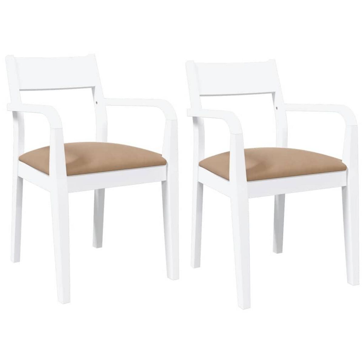 VIDAXL Chaises a manger coussins 2 pcs blanc bois massif caoutchouc