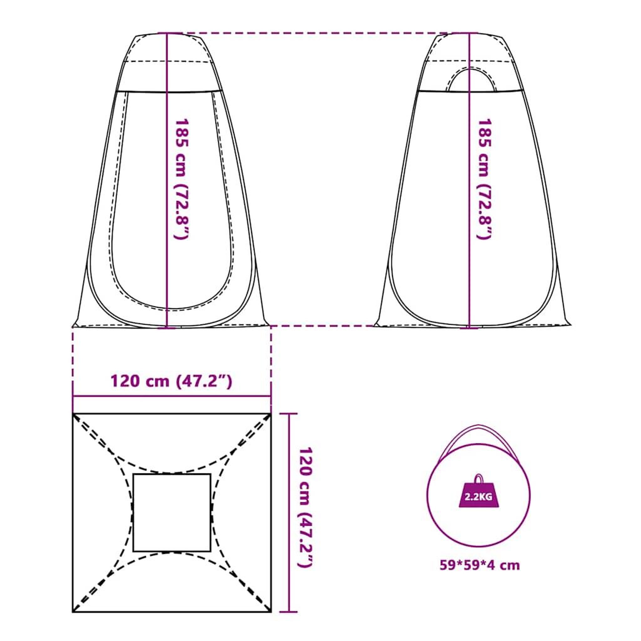 Voir la diapositive 6 : VIDAXL Tente d'intimite bleu escamotable impermeable