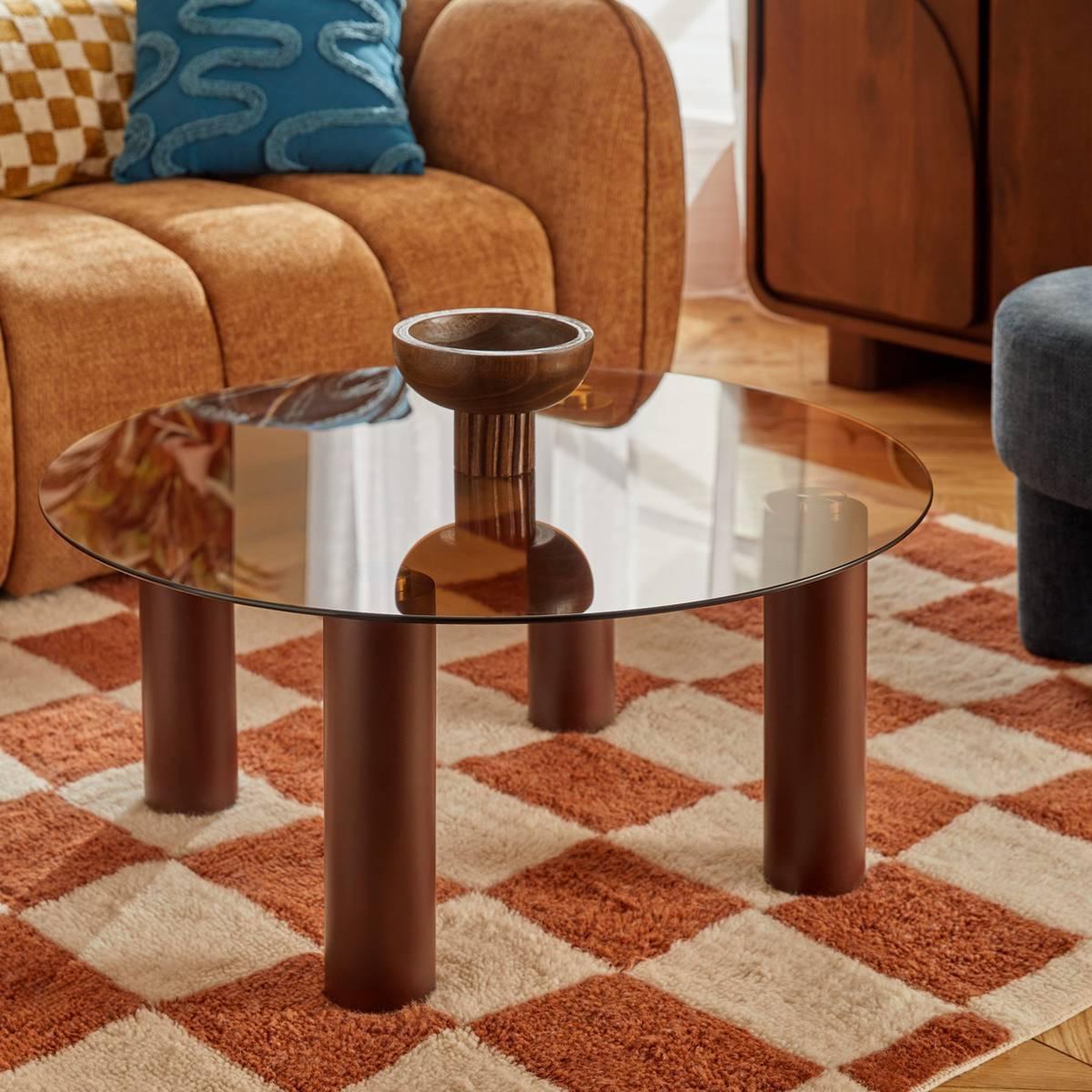 Voir la diapositive 5 : ATMOSPHERA Table basse en verre  ambra  80cm ambre
