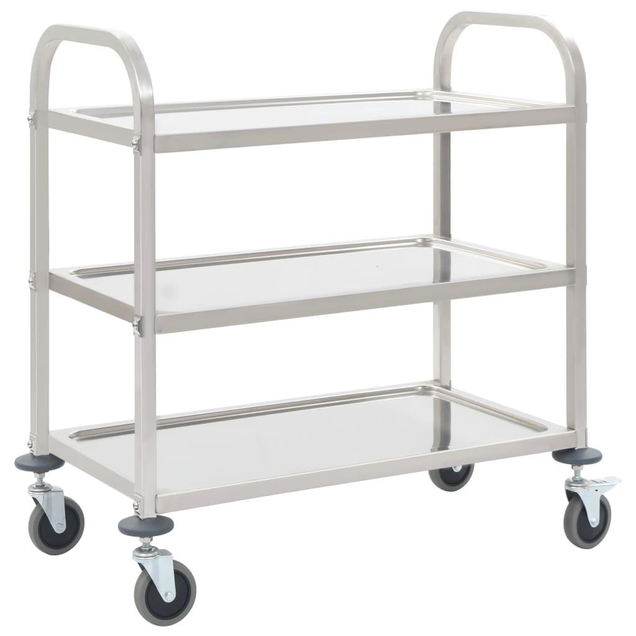 Voir la diapositive 1 : VIDAXL Chariot de cuisine a 3 niveaux 96,5x55x90 cm Acier inoxydable