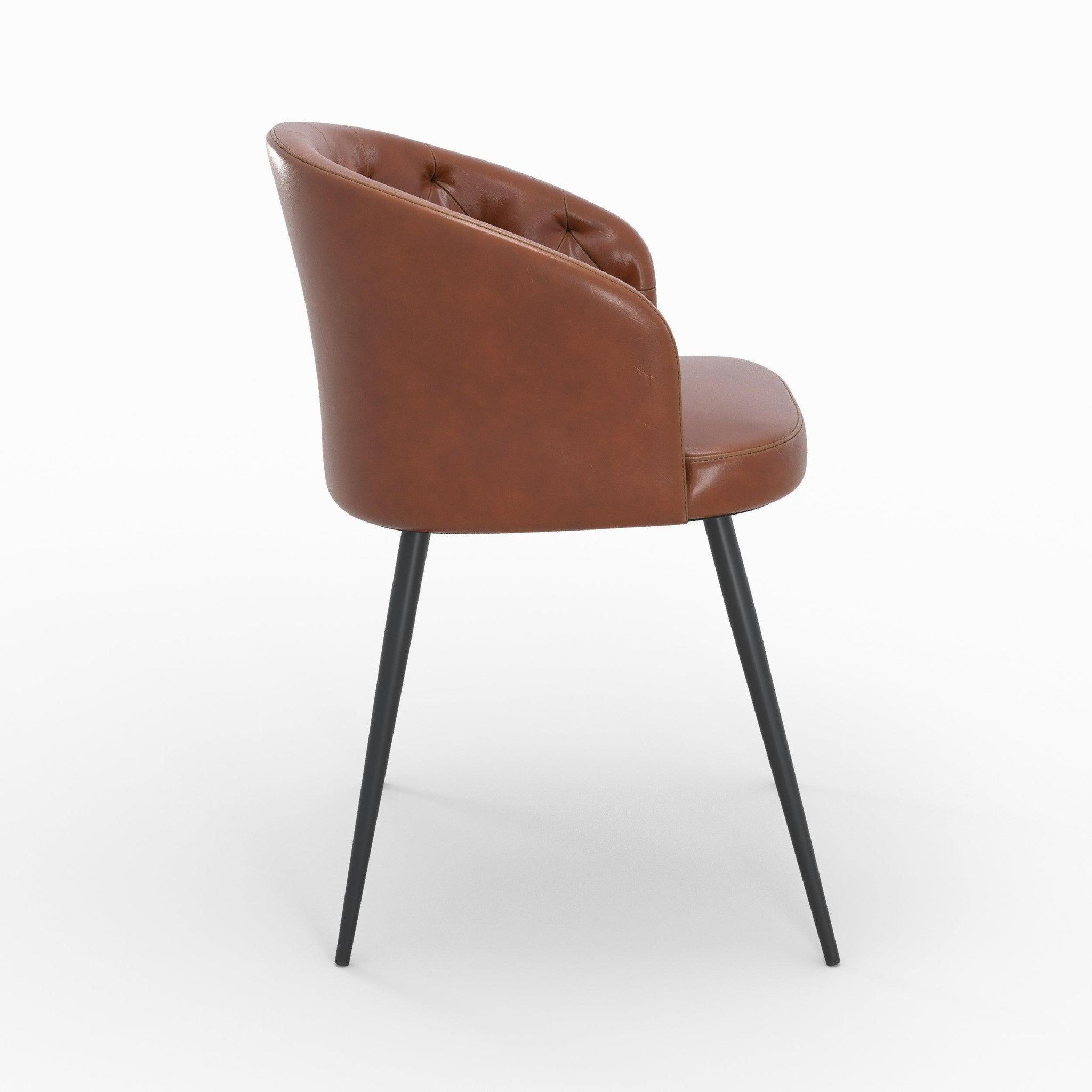 Voir la diapositive 6 : MAISON PAVANE Chaise en cuir de buffle marron et pieds en métal noir-anatole