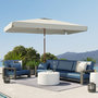 Voir la diapositive 2 : OUTSUNNY Parasol inclinable rectangulaire dim. 3 x 2 m alu marron tissu haute densité UPF50+ crème