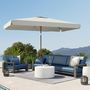 Voir la diapositive 2 : OUTSUNNY Parasol inclinable rectangulaire dim. 3 x 2 m alu marron tissu haute densité UPF50+ crème