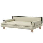 PAWHUT Canapé chien lit pour chien design scandinave coussin moelleux piètement bois dim. 100L x 62l x 32H cm polyester beige
