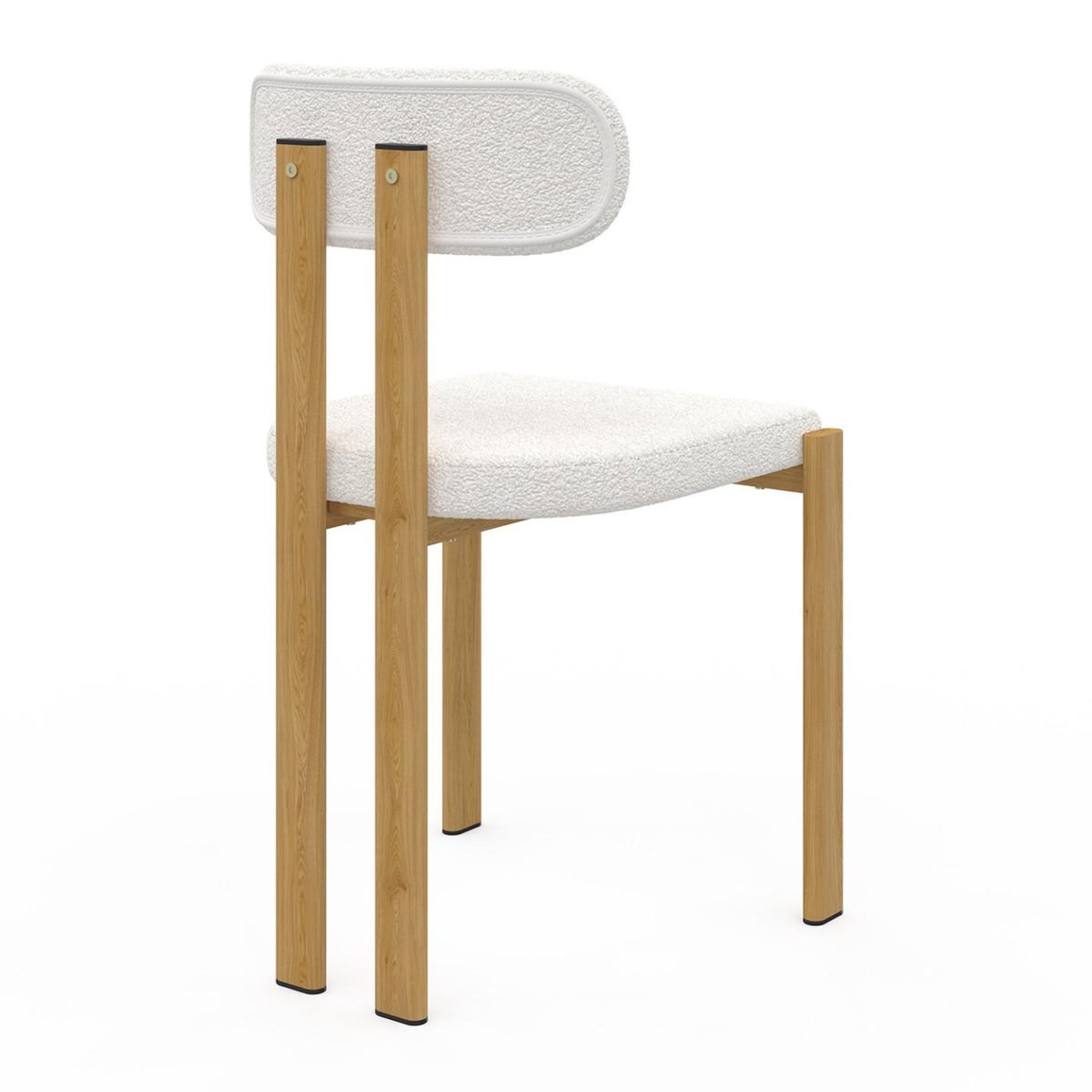 ID MARKET Lot de 4 chaises ESMA en métal effet bois et tissu bouclette pour salle à manger