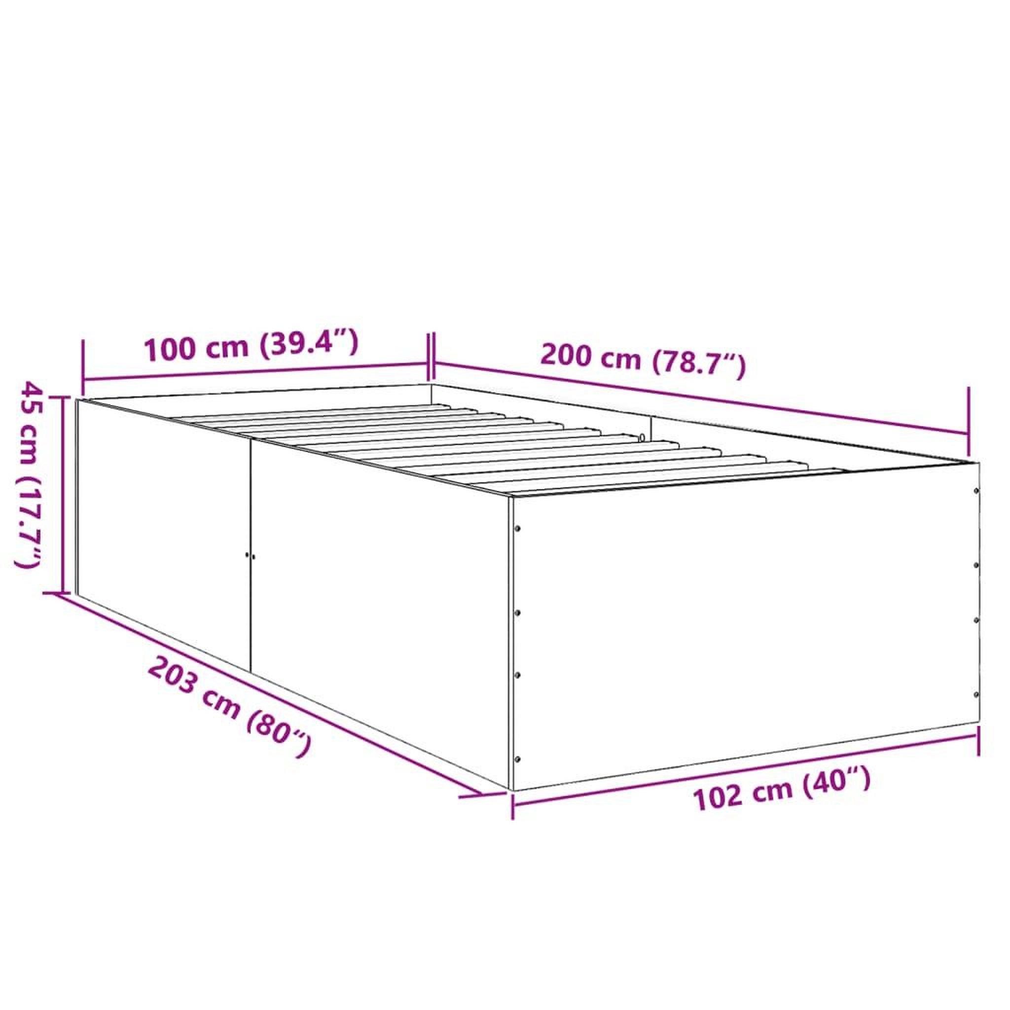 Voir la diapositive 6 : VIDAXL Cadre de lit sans matelas blanc 100x200 cm