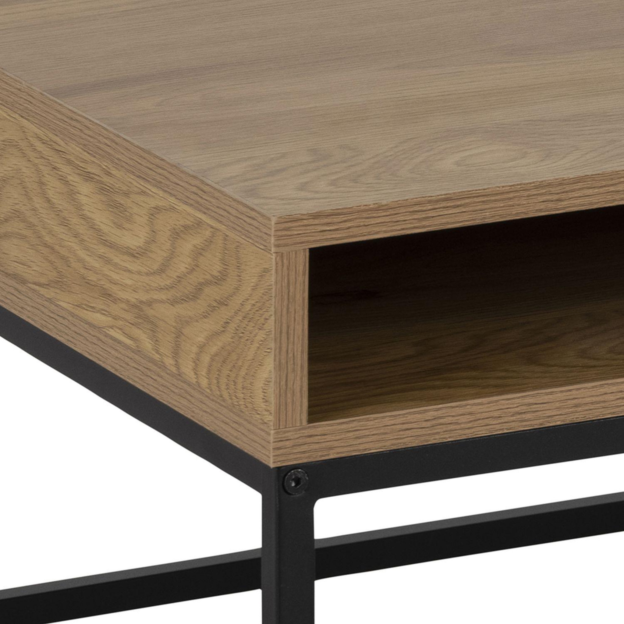 Voir la diapositive 3 : TOILINUX Table basse 2 niches ouvertes en métal et mdf - marron et noir