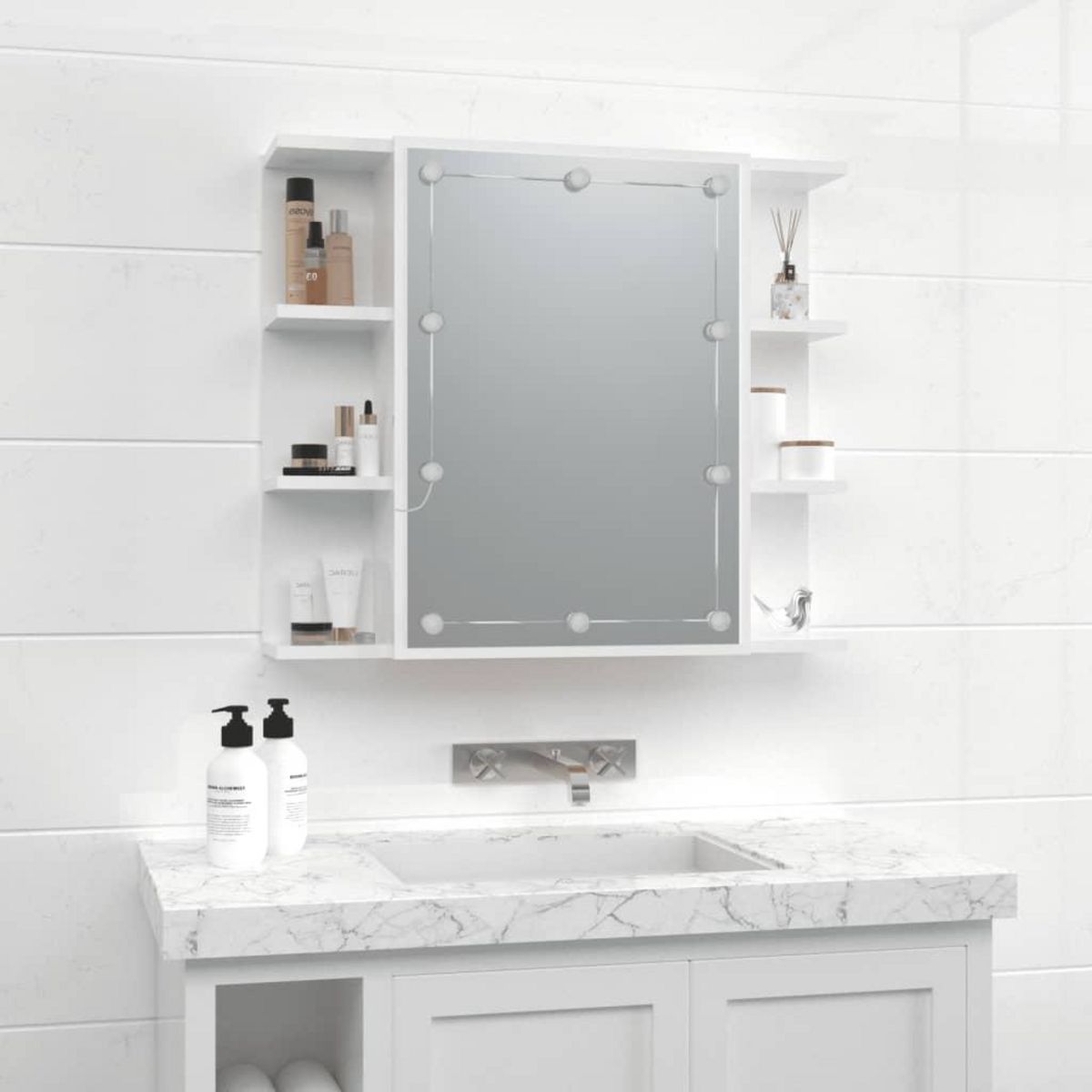VIDAXL Armoire a miroir avec LED Blanc brillant 70x16,5x60 cm