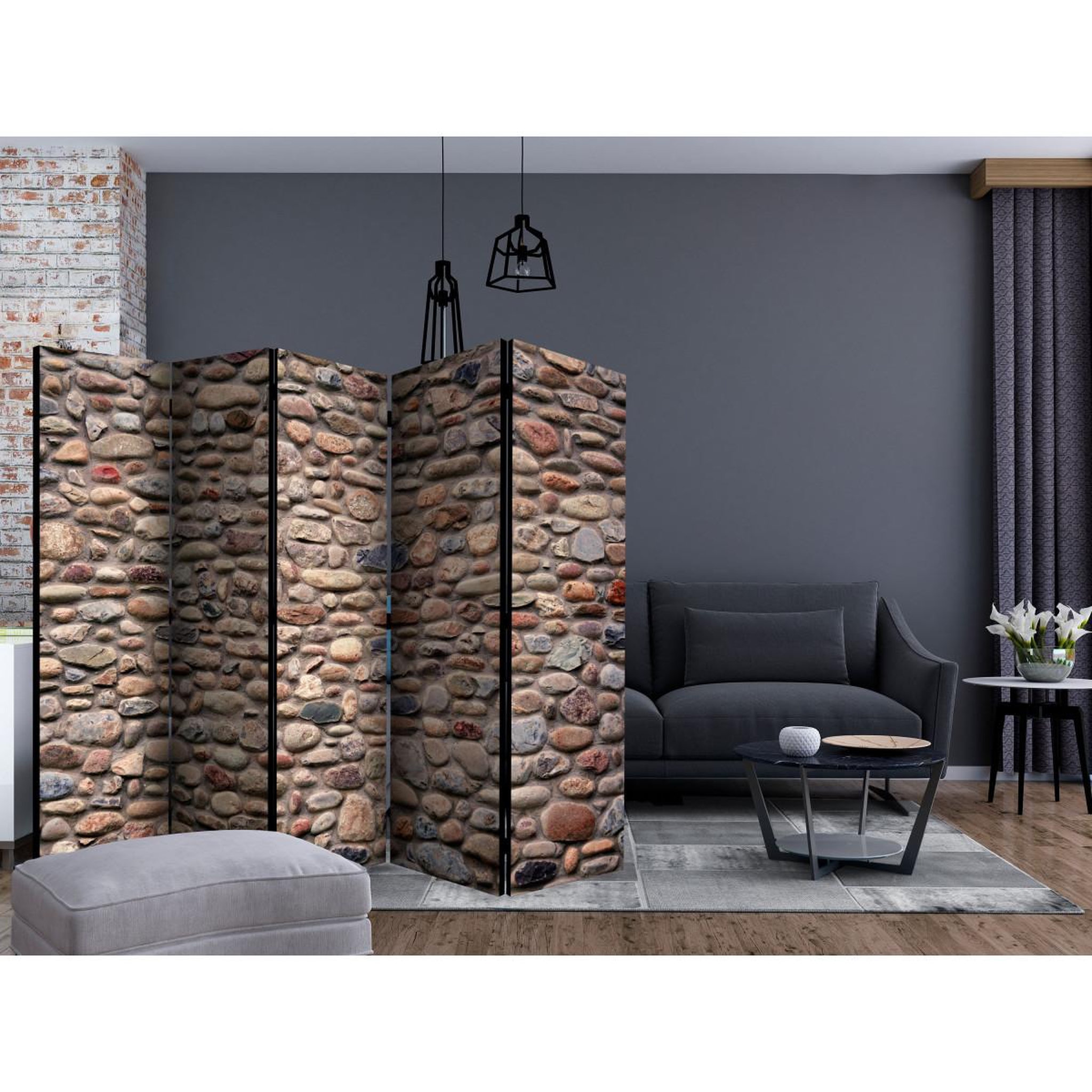 Voir la diapositive 2 : Paris Prix Paravent 5 volets  stony varieties  172x225cm