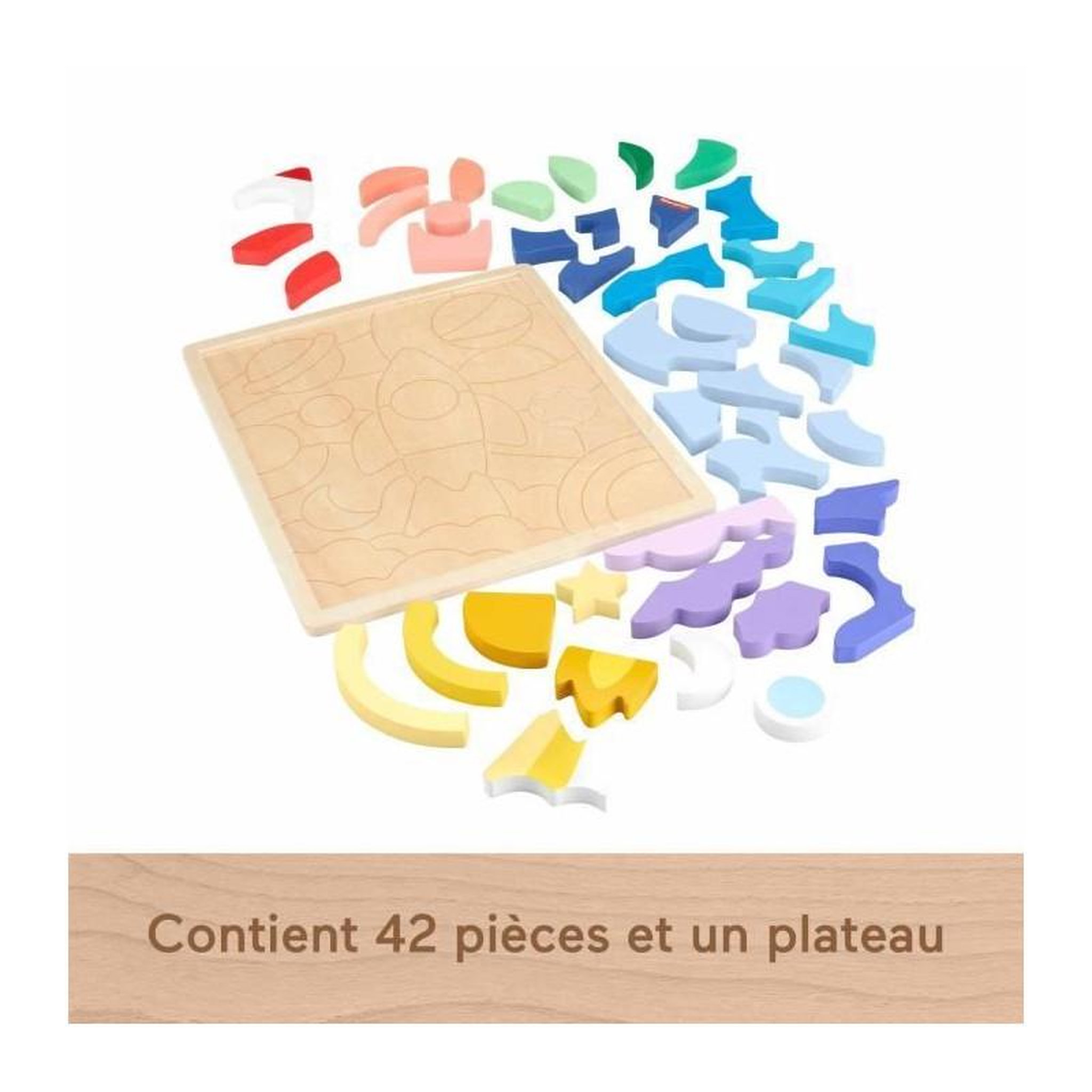 Voir la diapositive 6 : FISHER PRICE Puzzle 42 pièces bois L’Espace – Puzzle éducatif enfant – Fisher-Price – HXY42