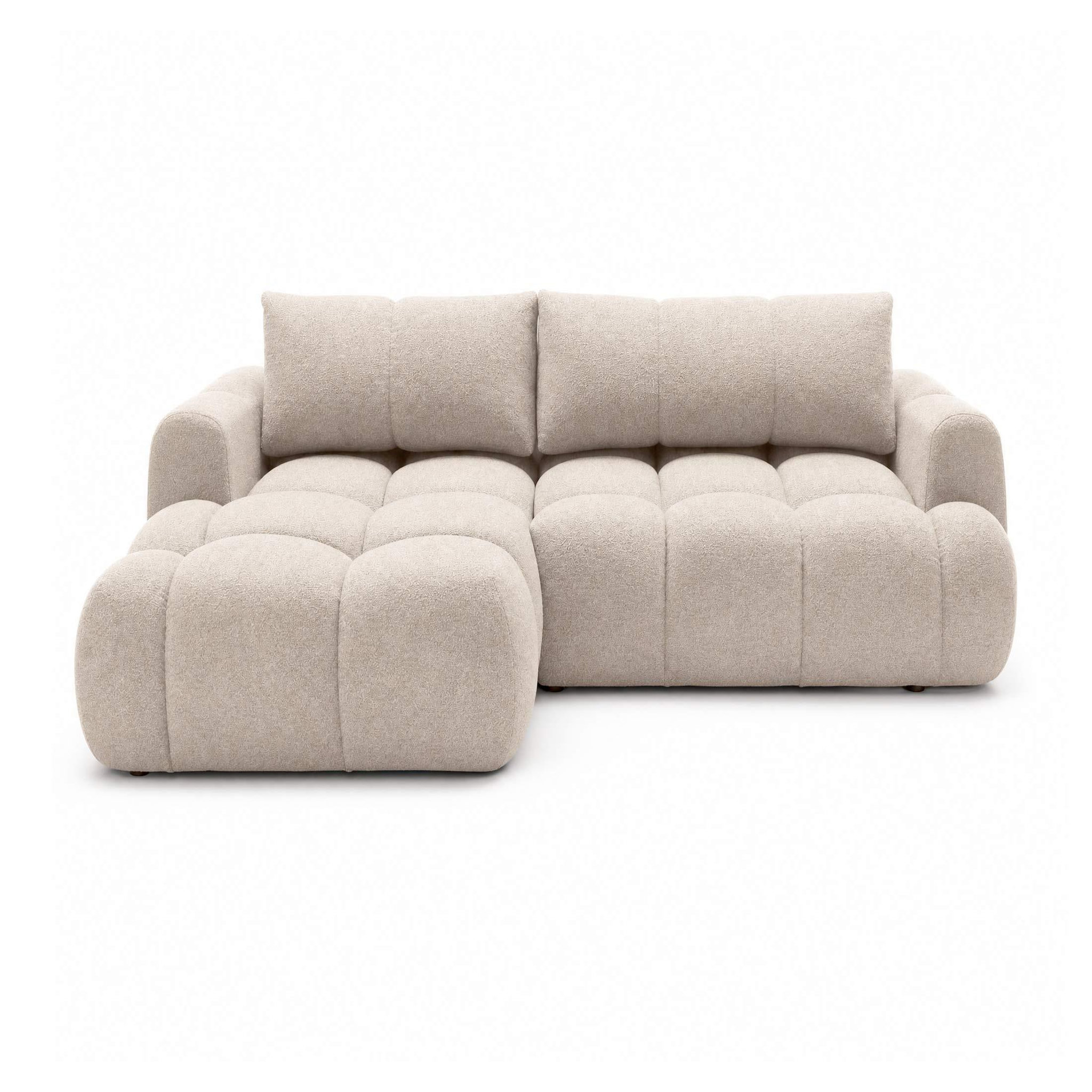 Voir la diapositive 1 : BEST MOBILIER Yulin - canapé d'angle gauche 4 places convertible avec coffre en tissu bouclette