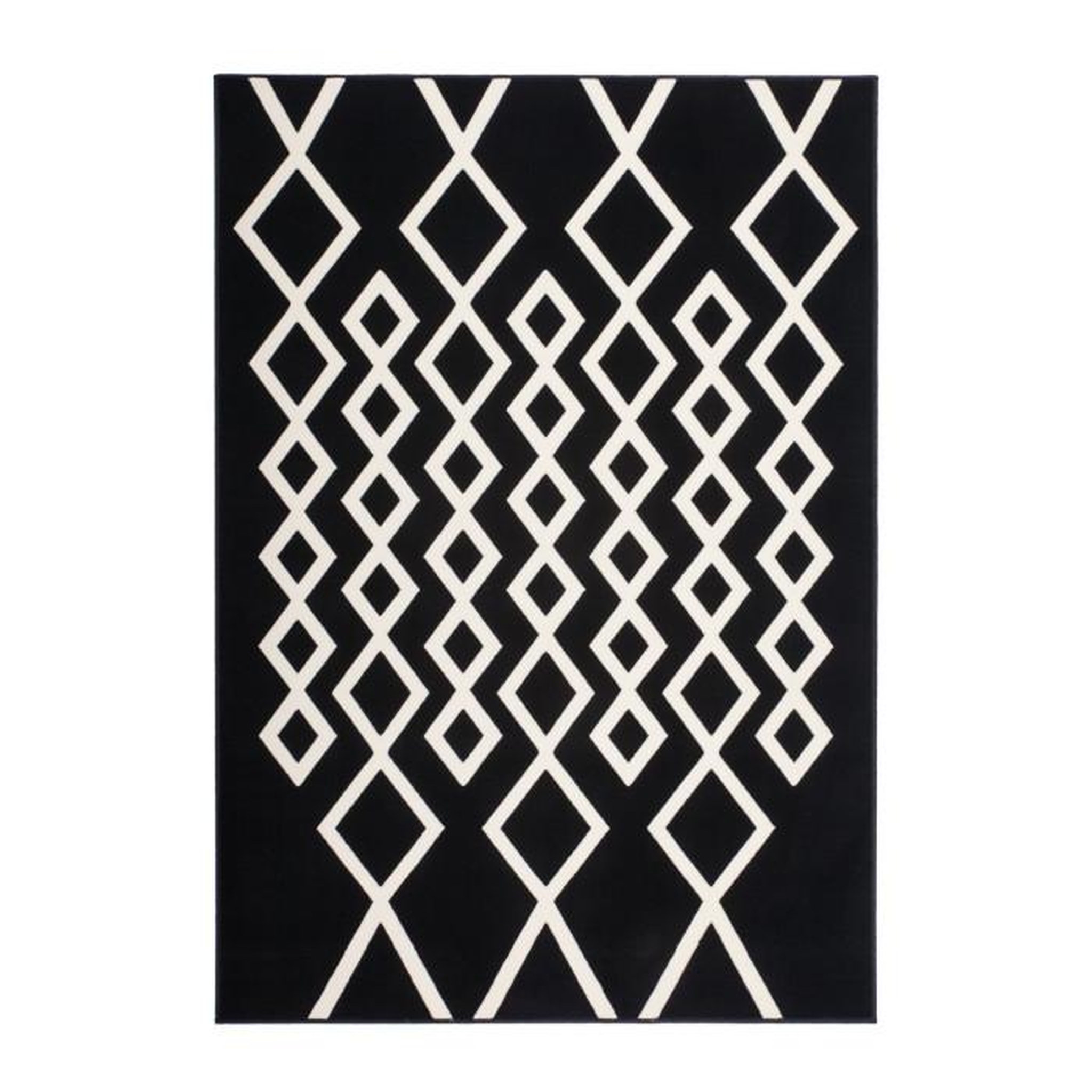 Paris Prix Tapis Géométrique à Poils Courts  Lina  Noir & Ivoire. Coloris disponibles : Noir