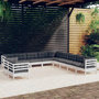 Voir la diapositive 1 : VIDAXL Salon de jardin 11 pcs avec coussins blanc bois de pin solide