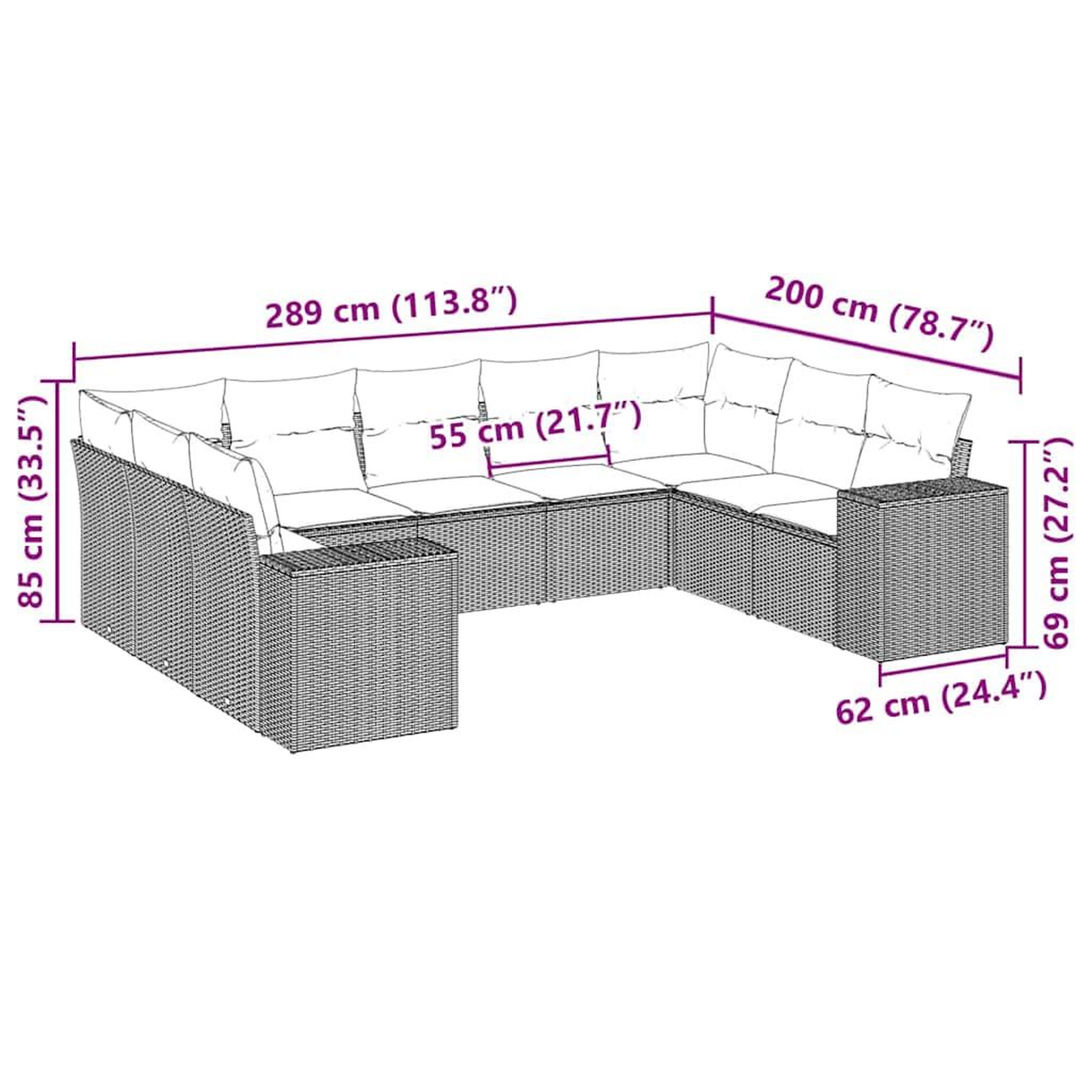 Voir la diapositive 3 : VIDAXL Salon de jardin 9 pcs avec coussins noir resine tressee