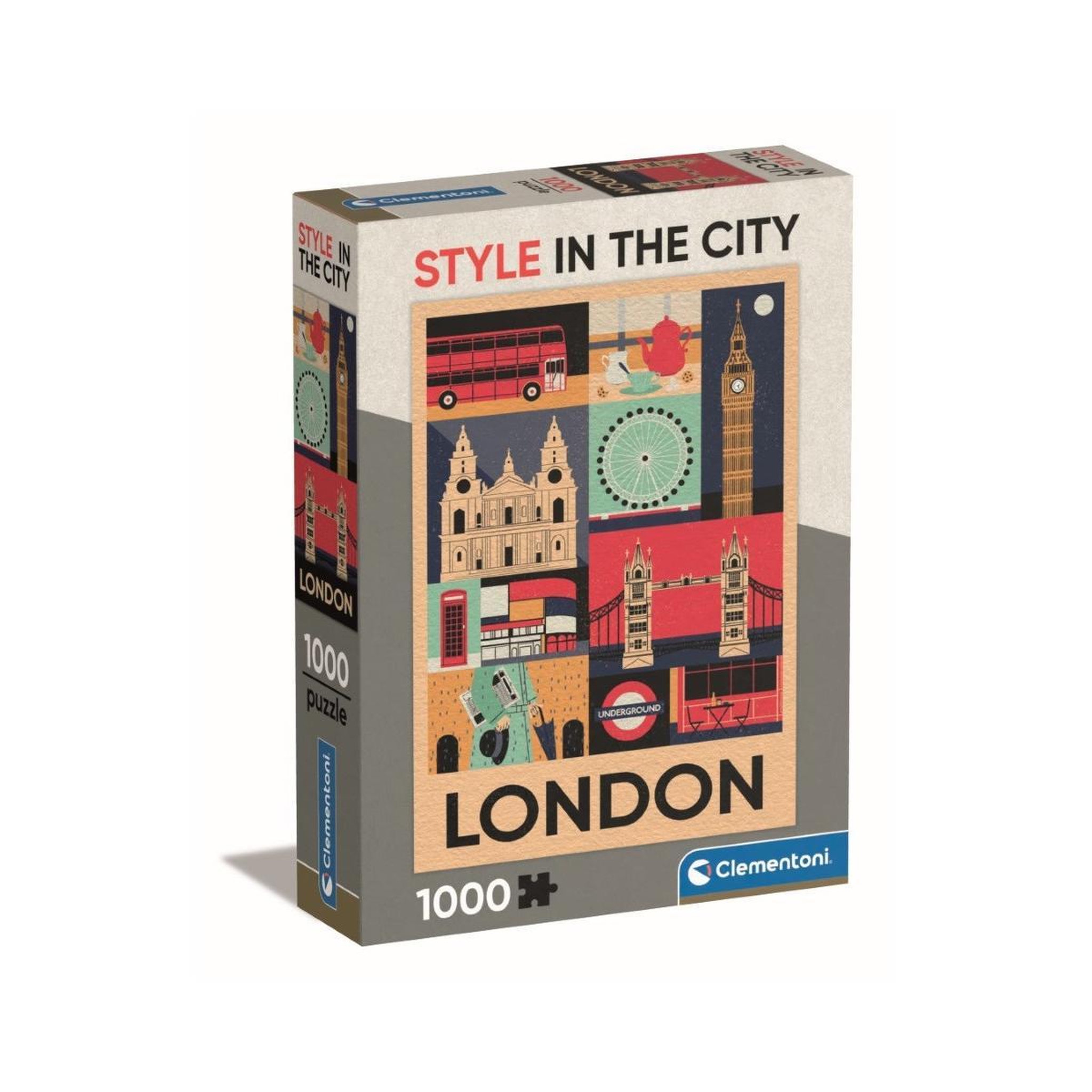 Voir la diapositive 2 : CLEMENTONI Puzzle 1000 pièces Compact : Style in the City - Londres
