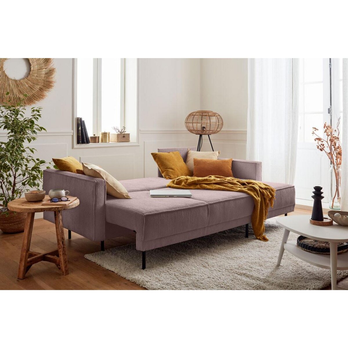 LISA DESIGN Charlie - canapé d'angle réversible - 4 places - convertible avec coffre - en velours côtelé