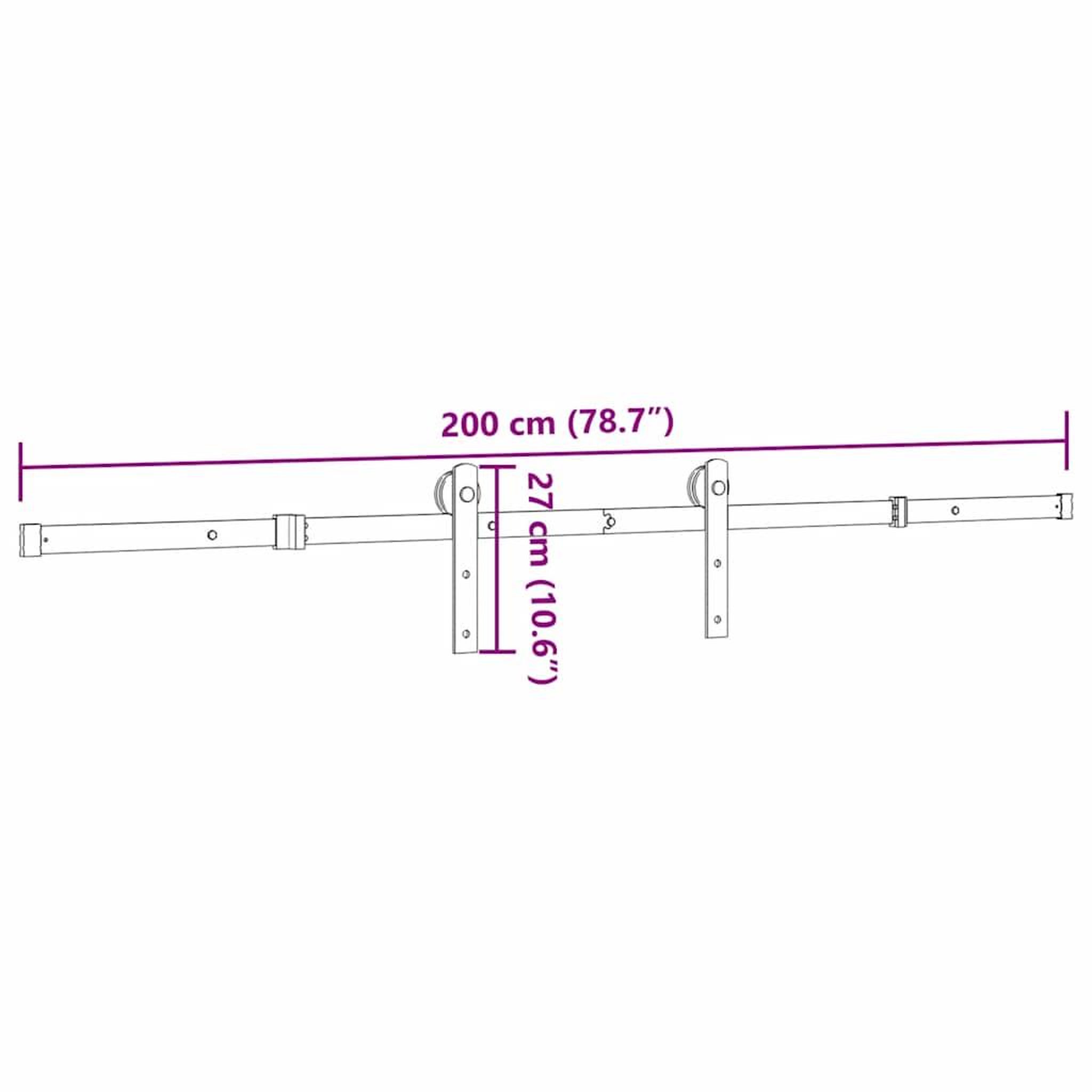 Voir la diapositive 6 : VIDAXL Kit de quincaillerie de porte coulissante 200 cm Acier Noir