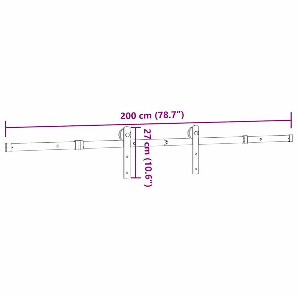 VIDAXL Kit de quincaillerie de porte coulissante 200 cm Acier Noir