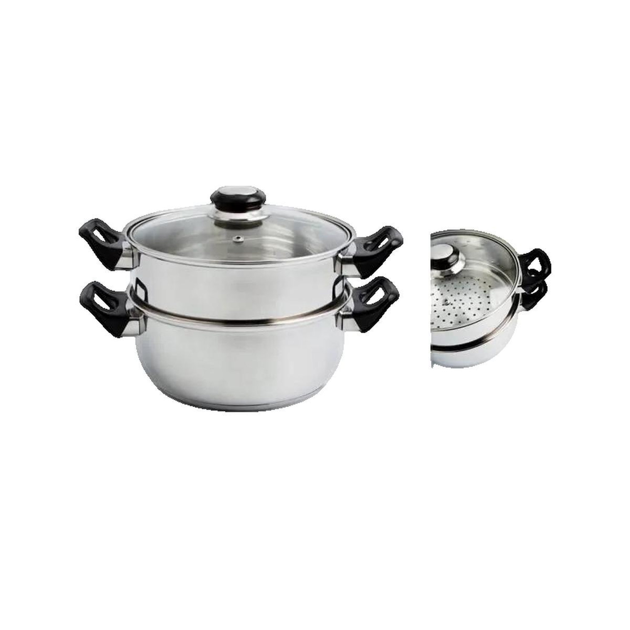 Arvix Casserole arcxv Modèle 8414793516280 en acier inoxydable pour steaming, 22 cm, pack de 2 pièces