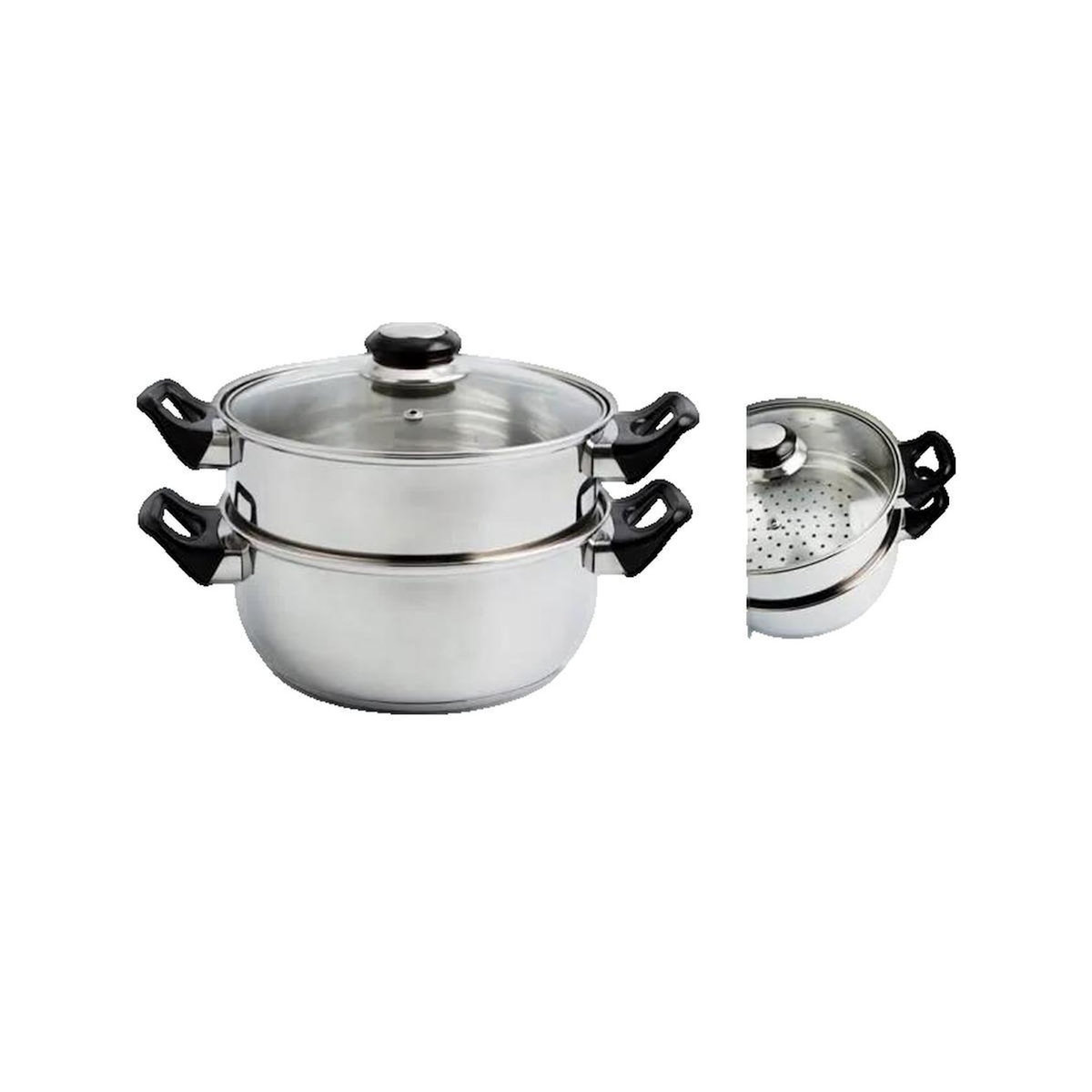 Arvix Casserole arcxv Modèle 8414793516280 en acier inoxydable pour steaming, 22 cm, pack de 2 pièces