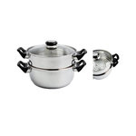 Arvix Casserole arcxv Modèle 8414793516280 en acier inoxydable pour steaming, 22 cm, pack de 2 pièces