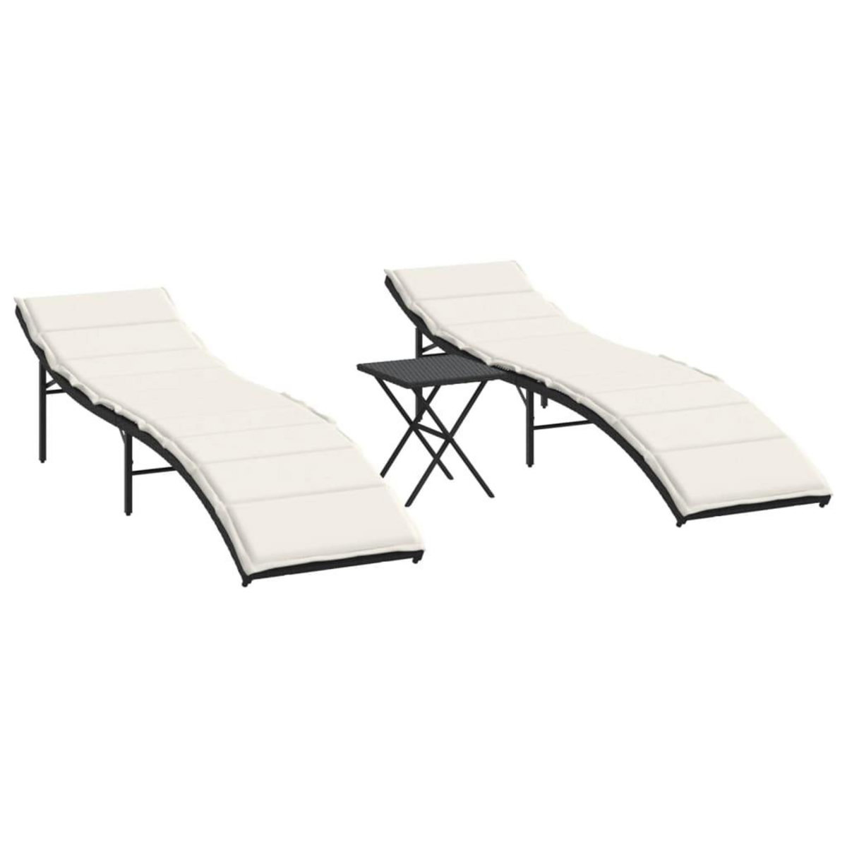 VIDAXL Chaises longues lot de 2 avec table noir resine tressee