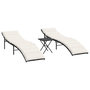 Voir la diapositive 2 : VIDAXL Chaises longues lot de 2 avec table noir resine tressee