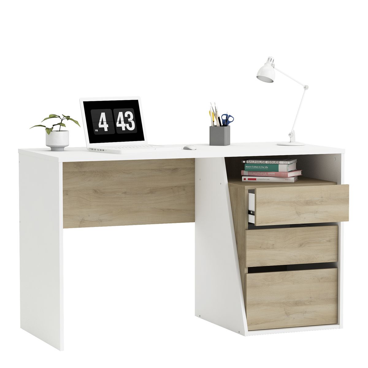 Bureau droit 3 tiroirs L127cm JEFF