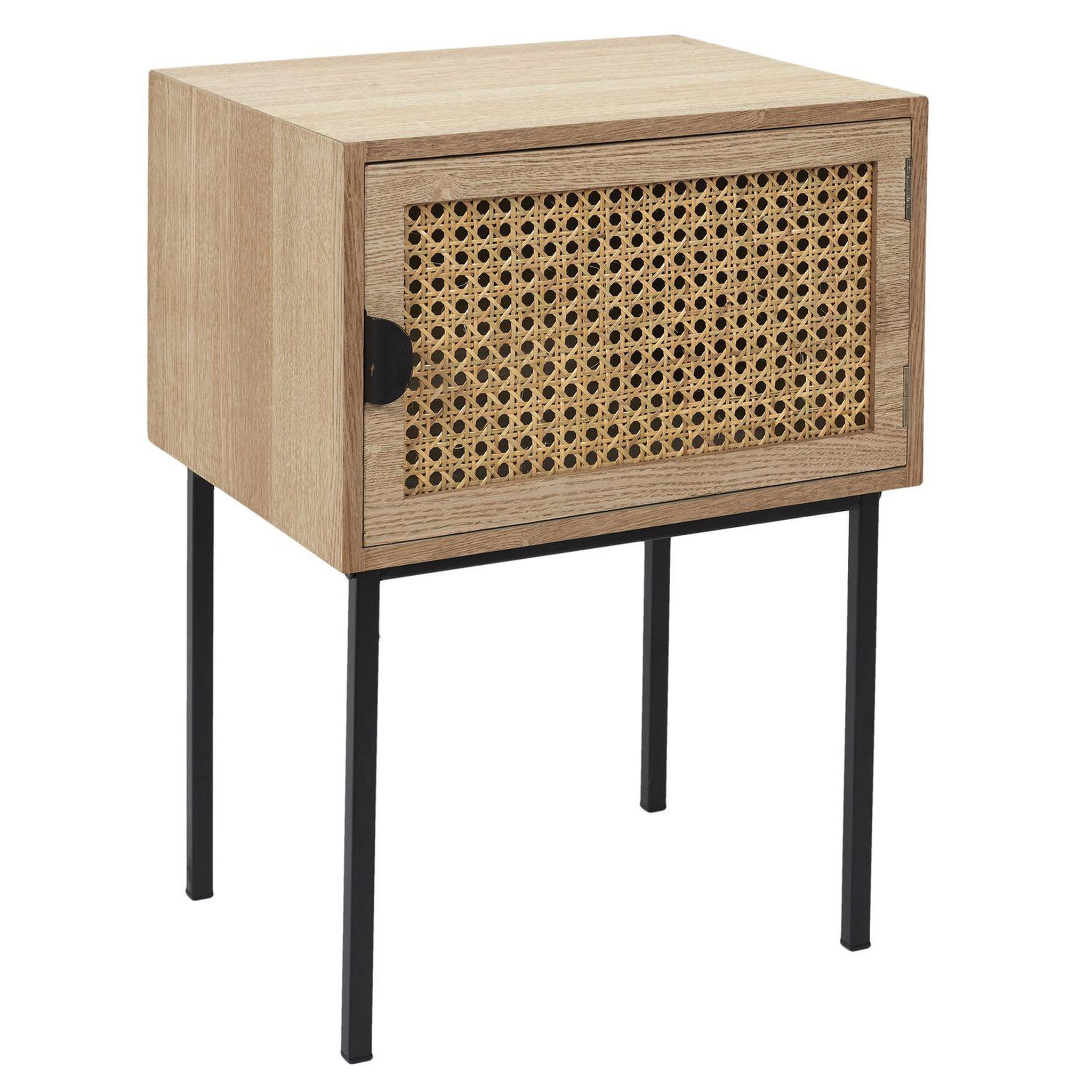 Voir la diapositive 1 : TOILINUX Table de chevet en cannage 1 porte en Bois et métal