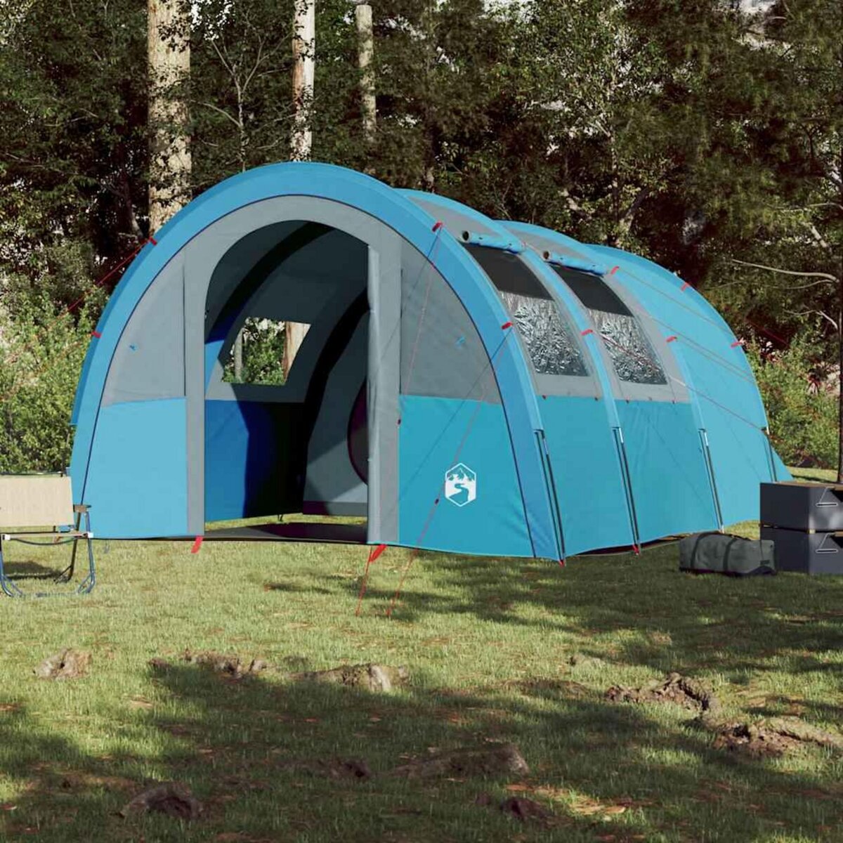 VIDAXL Tente de camping tunnel 4 personnes bleu impermeable