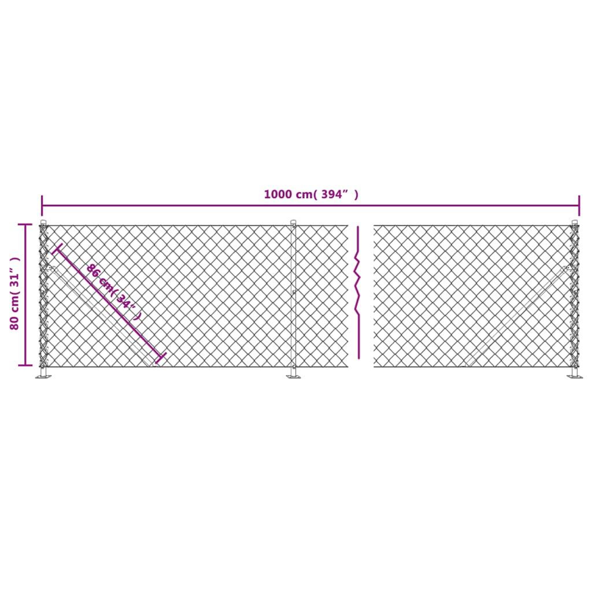 Voir la diapositive 6 : VIDAXL Cloture a mailles losangees avec bride vert 0,8x10 m