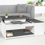 Voir la diapositive 2 : ID MARKET Table basse plateau relevable rectangulaire ELEA avec coffre bois blanc et gris