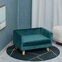 Voir la diapositive 2 : PAWHUT Canapé chien lit pour chien design scandinave coussin moelleux pieds bois massif dim. 64 x 45 x 36 cm velours bleu canard