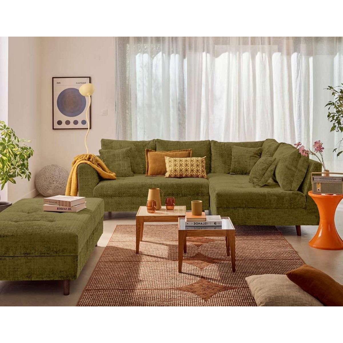 LISA DESIGN Rune - canapé d'angle droit 4 places en velours texturé