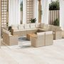 Voir la diapositive 1 : VIDAXL Salon de jardin avec coussins 14 pcs beige resine tressee
