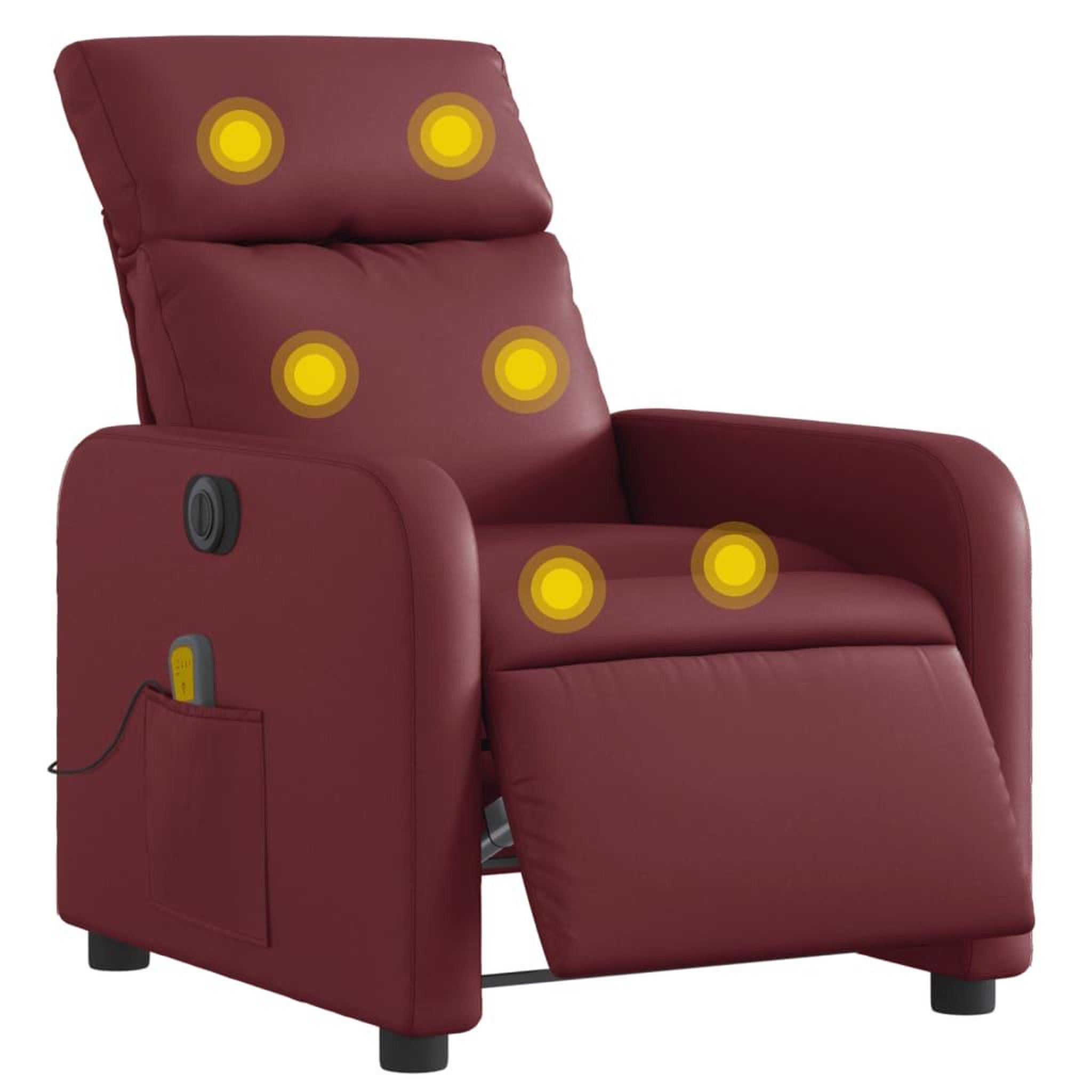 Voir la diapositive 3 : VIDAXL Fauteuil de massage inclinable electrique rouge bordeaux