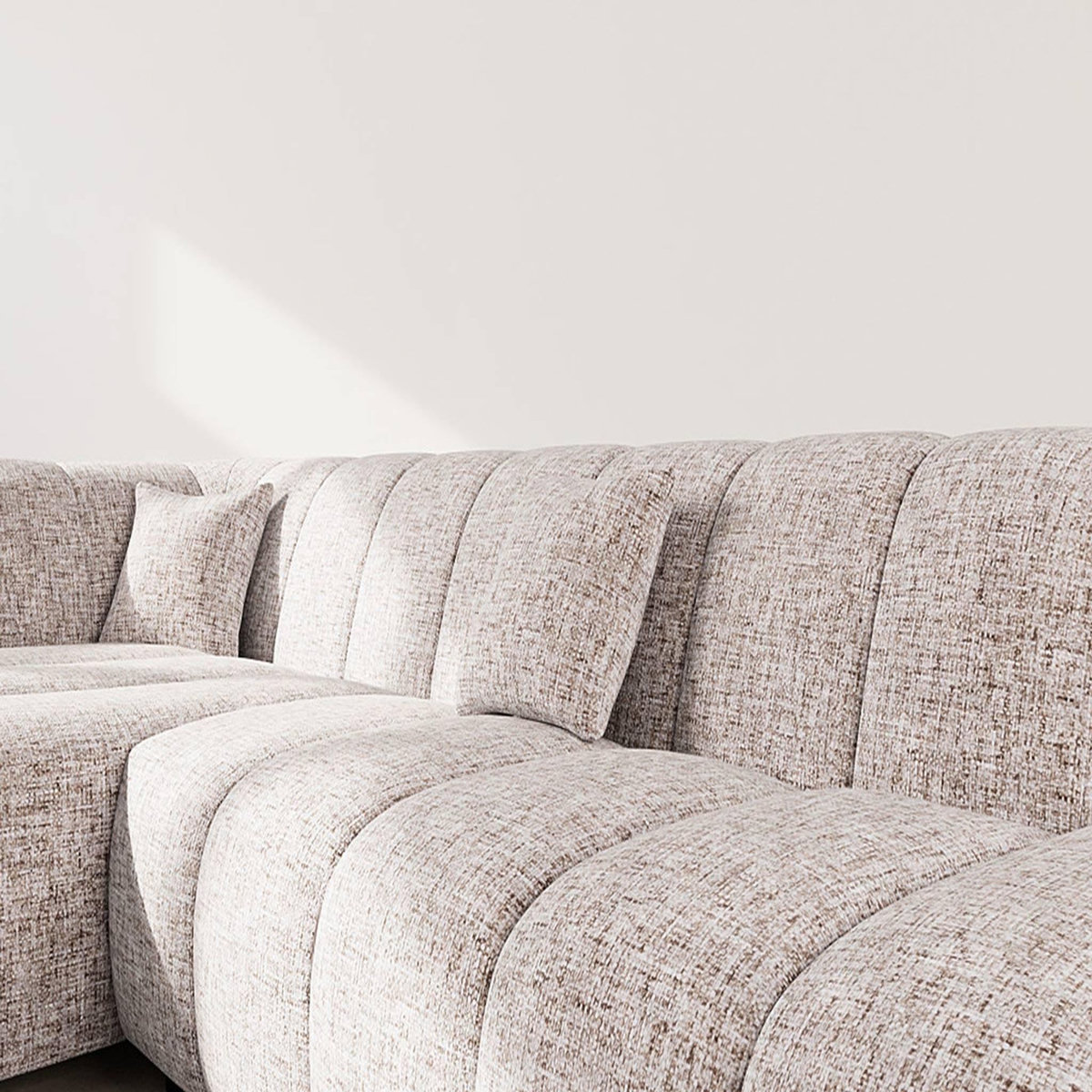 LISA DESIGN Curtis - canapé d'angle gauche 4 places sans accoudoir en tissu texturé