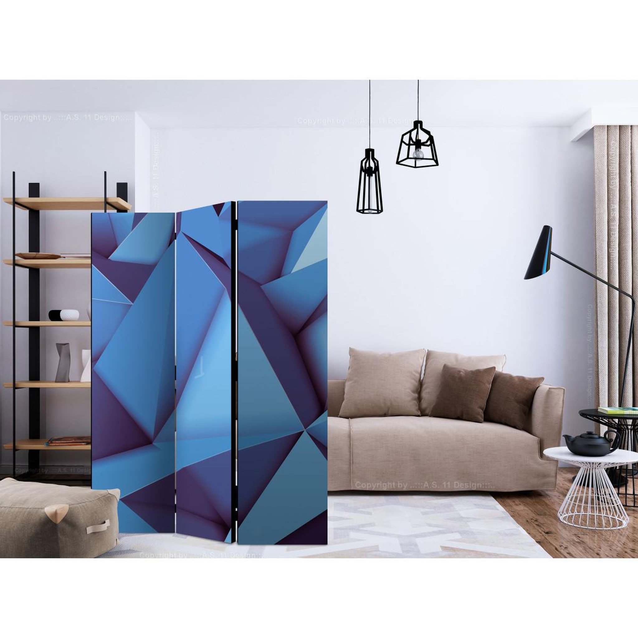 Voir la diapositive 2 : Paris Prix Paravent 3 volets  royal blue  135x172cm