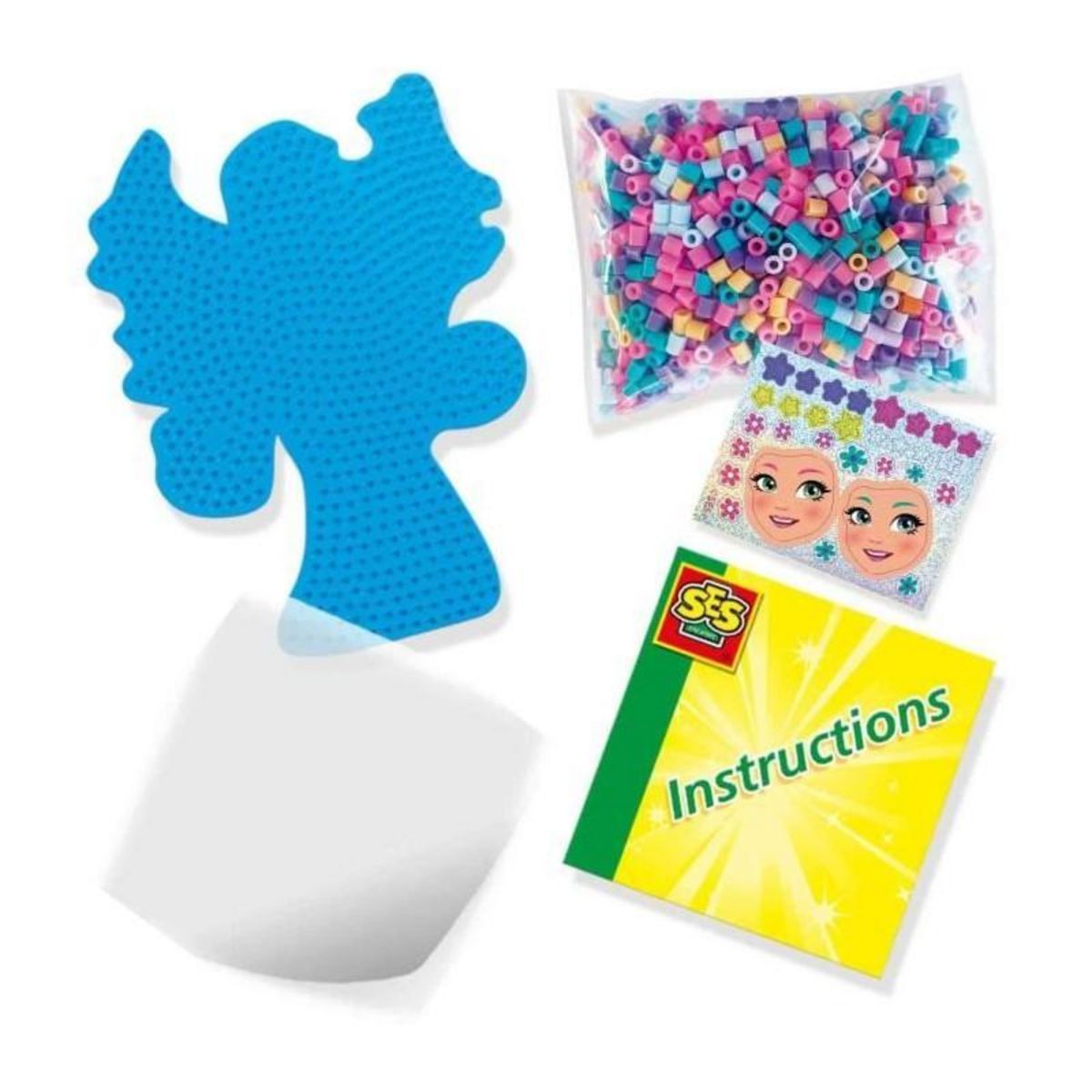 SES Creative Perles a repasser - Fées - SES CREATIVE - Créer des fées magnifiques avec 1200 perles et plateau en forme de fée.