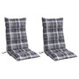 Voir la diapositive 3 : VIDAXL Coussins de chaise a dossier haut lot de 2 motif carreaux gris
