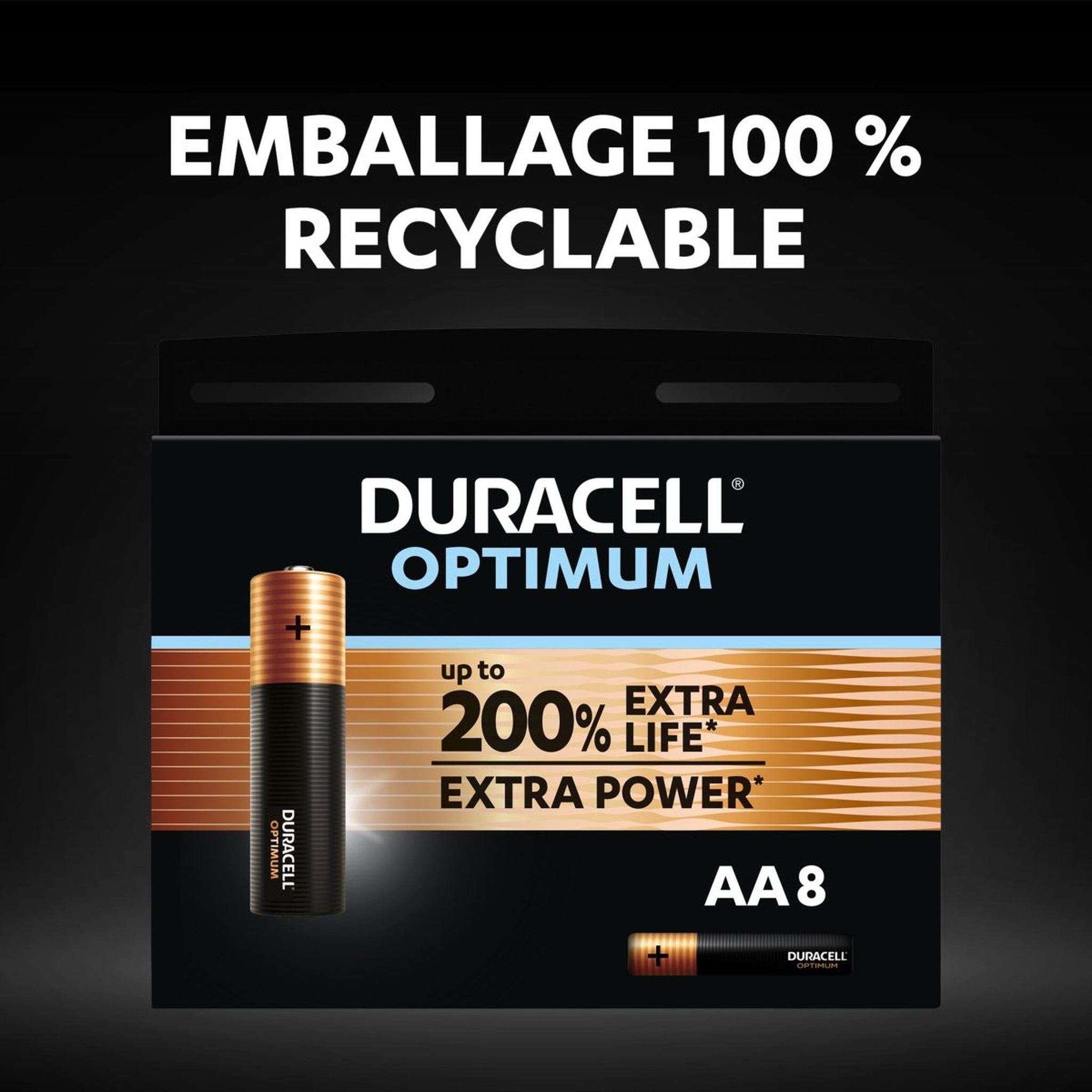 Voir la diapositive 4 : DURACELL Lot de 8 piles duracell AA optimum