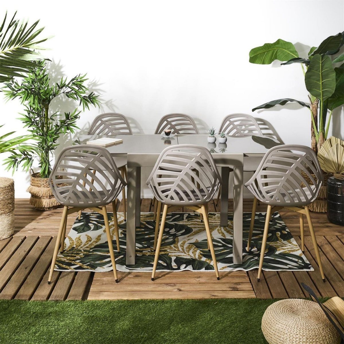 The Home Deco Factory Table de jardin extensible HARIA - Beige
