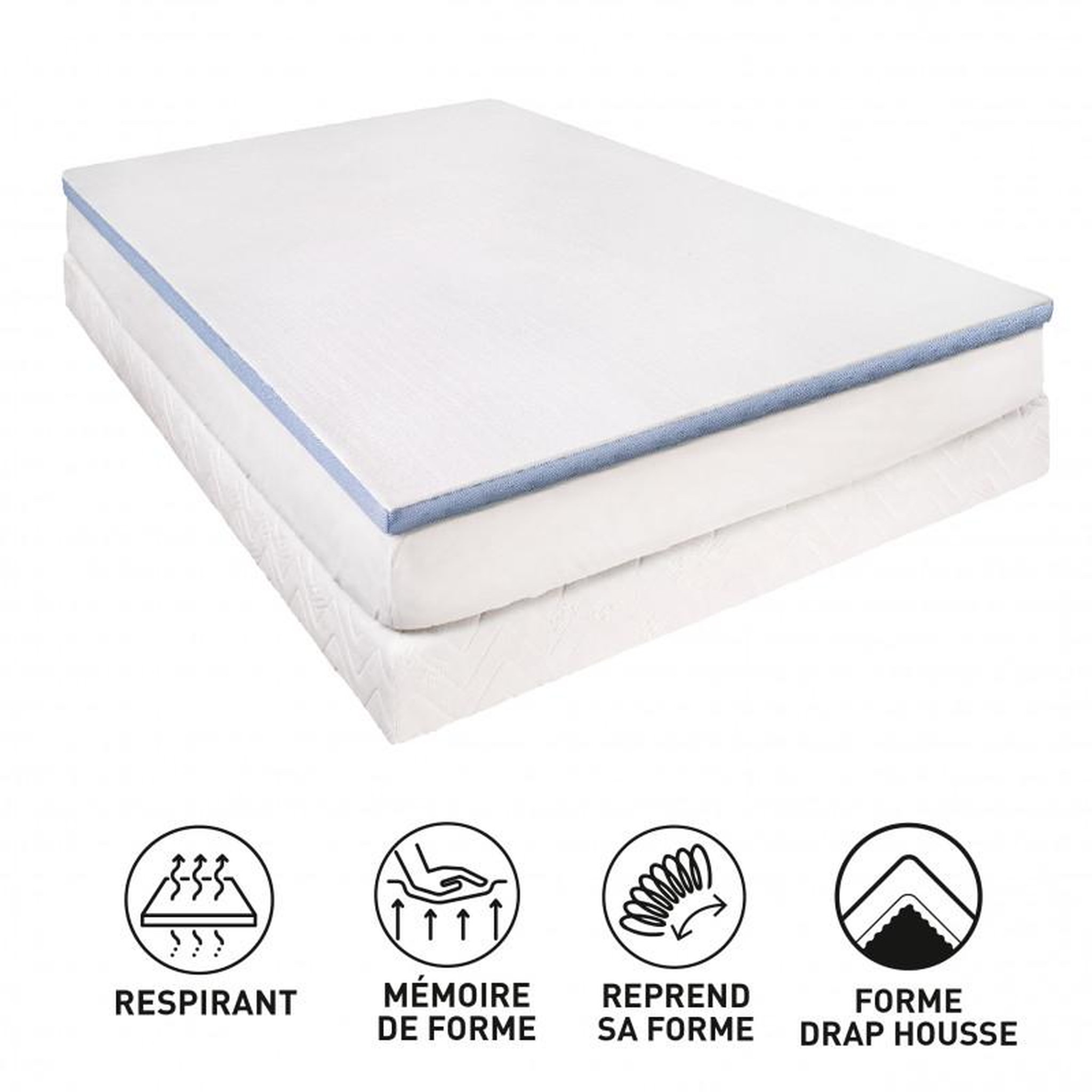 Voir la diapositive 4 : LESTRA Surmatelas Lestra Fjord à mémoire de forme 80 x 200 cm Lestra