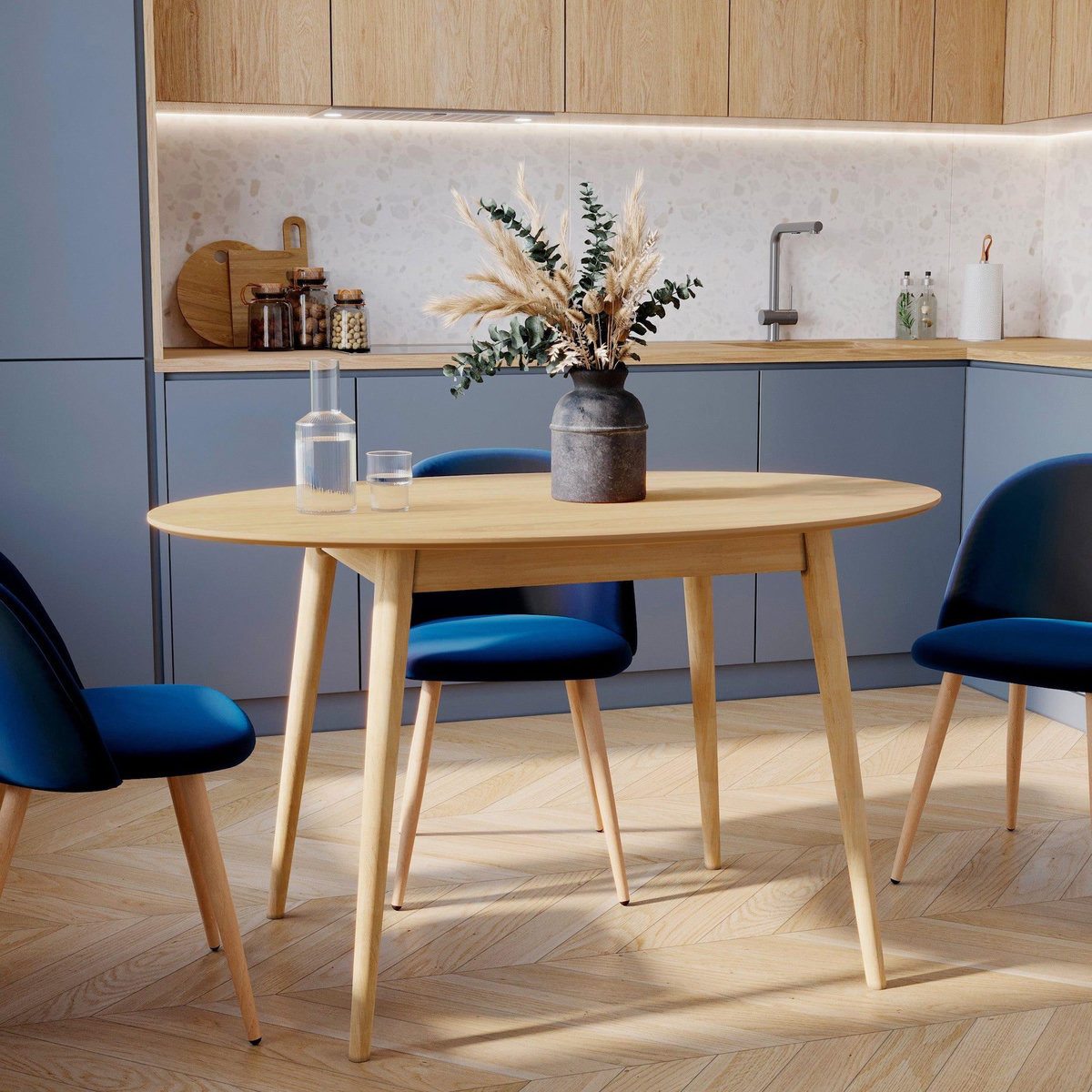 MAISON PAVANE Table ovale 4 personnes en bois clair 130 cm-Eddy