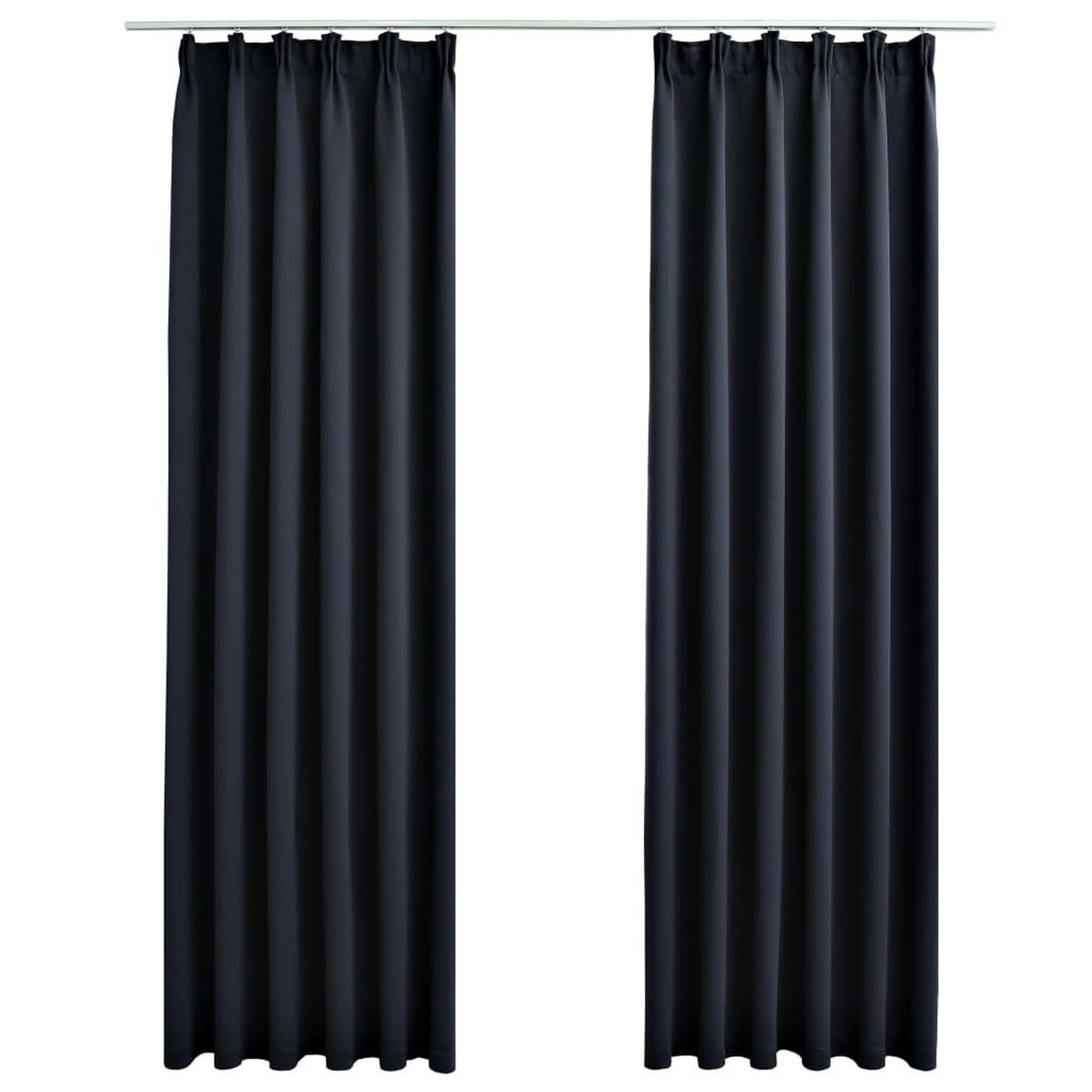 Voir la diapositive 2 : VIDAXL Rideaux occultants avec crochets 2 pcs Anthracite 140x175 cm