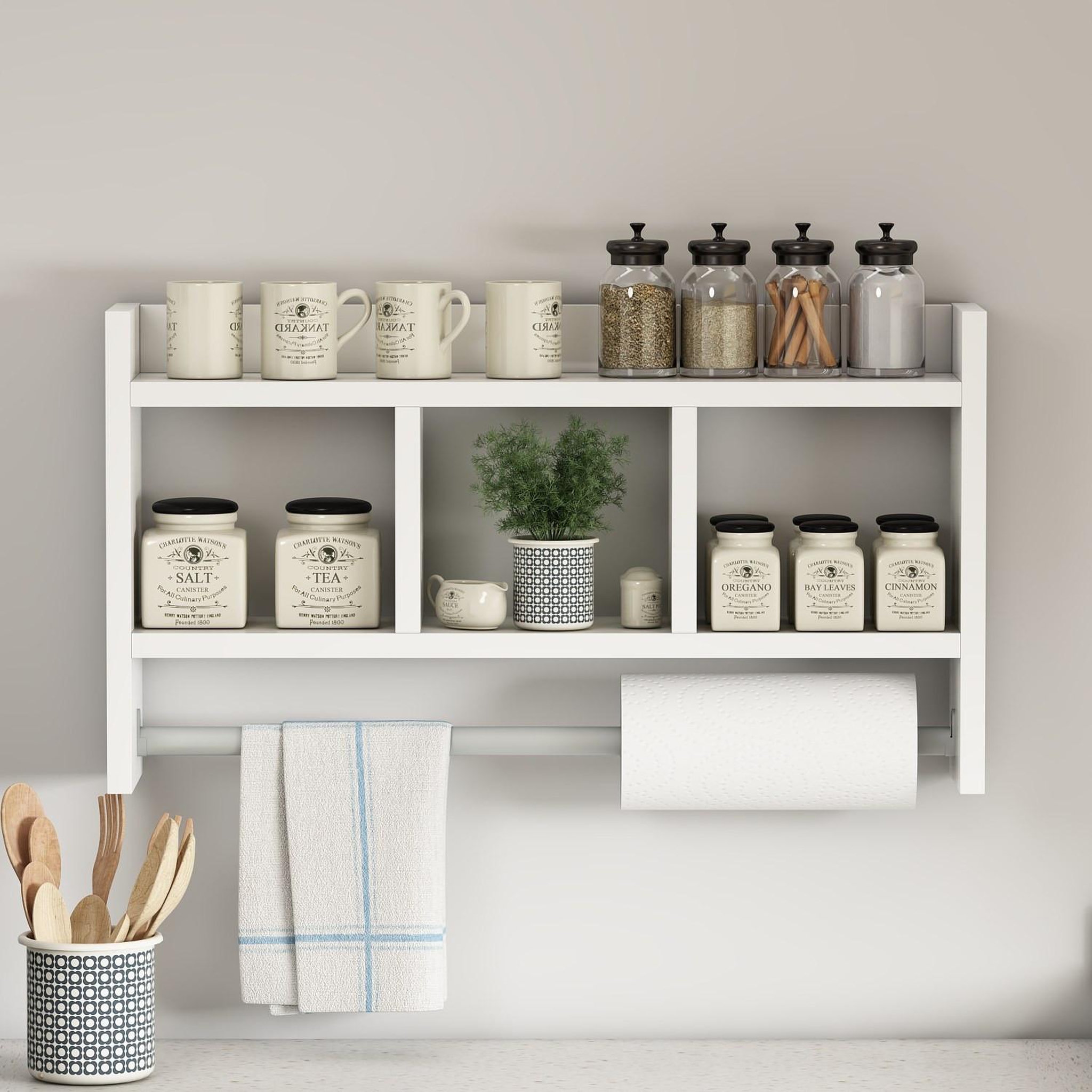 Voir la diapositive 3 : Habitat et Jardin Étagère murale en bois  asya  - 63 x 14 x 35 cm - blanc